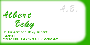 albert beky business card