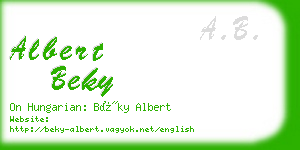 albert beky business card